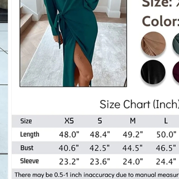 EXLURA Women's Knit Sweater Solid Long Sleeve Wrap Belted Maxi Dress Size S - Picture 4 of 13